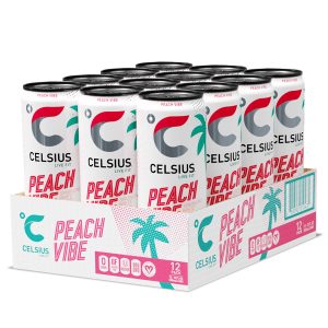 Sparkling Energy Drink - Peach Vibe - 12oz. (12 Cans)