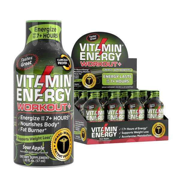 Workout+ Liquid Supplement - Sour Apple - 1.93oz. (12 Bottles)