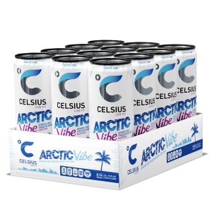 Sparkling Energy Drink - Peach Vibe - 12oz. (12 Cans) - Arctic Vibe, 12 Pack 4 Servings,