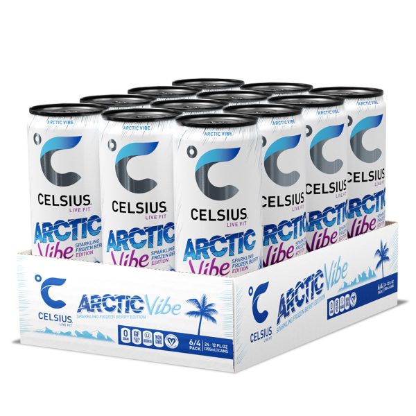 Sparkling Energy Drink - Peach Vibe - 12oz. (12 Cans) - Arctic Vibe, 12 Pack 4 Servings,