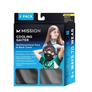 Youth Cooling Gaiter 2pk - Black & Charcoal - 2 Pack