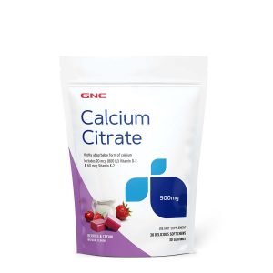 Calcium Citrate 500 mg - Berries & Cream Flavor - 30 Soft Chews (30 Servings)
