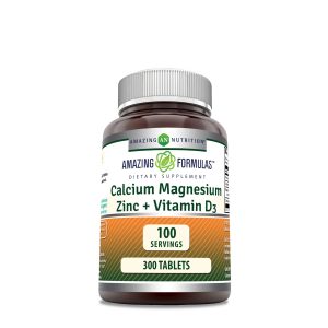 Calcium Magnesium Zinc + Vitamin D3 - 300 Tablets (100 Servings)