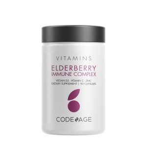 Elderberry Immune Complex - Daily Vitamin C - Vegan D3 & Zinc Supplement - 90 Capsules (30 Servings)